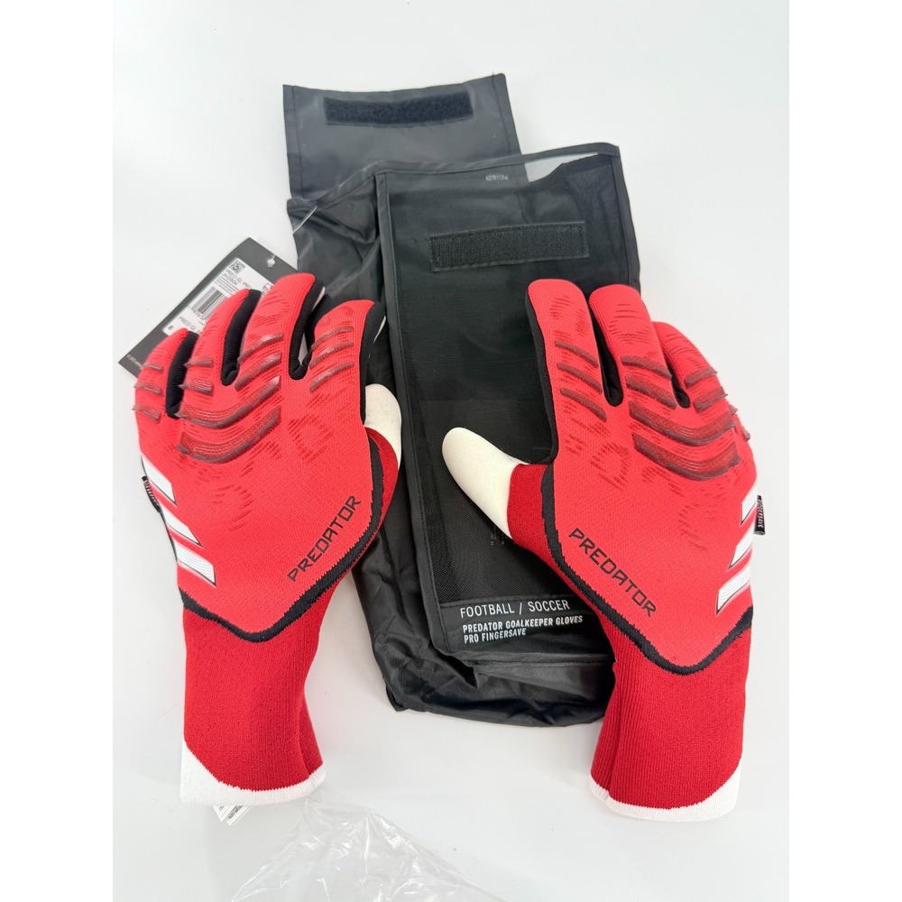 Adidas Predator GL Pro Fingersave Soccer Goalkeeper Gloves Red Size 8 JH3804